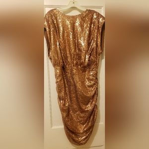 Fashion Nova Bronze sequin  backless dress size 1X
